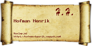Hofman Henrik névjegykártya